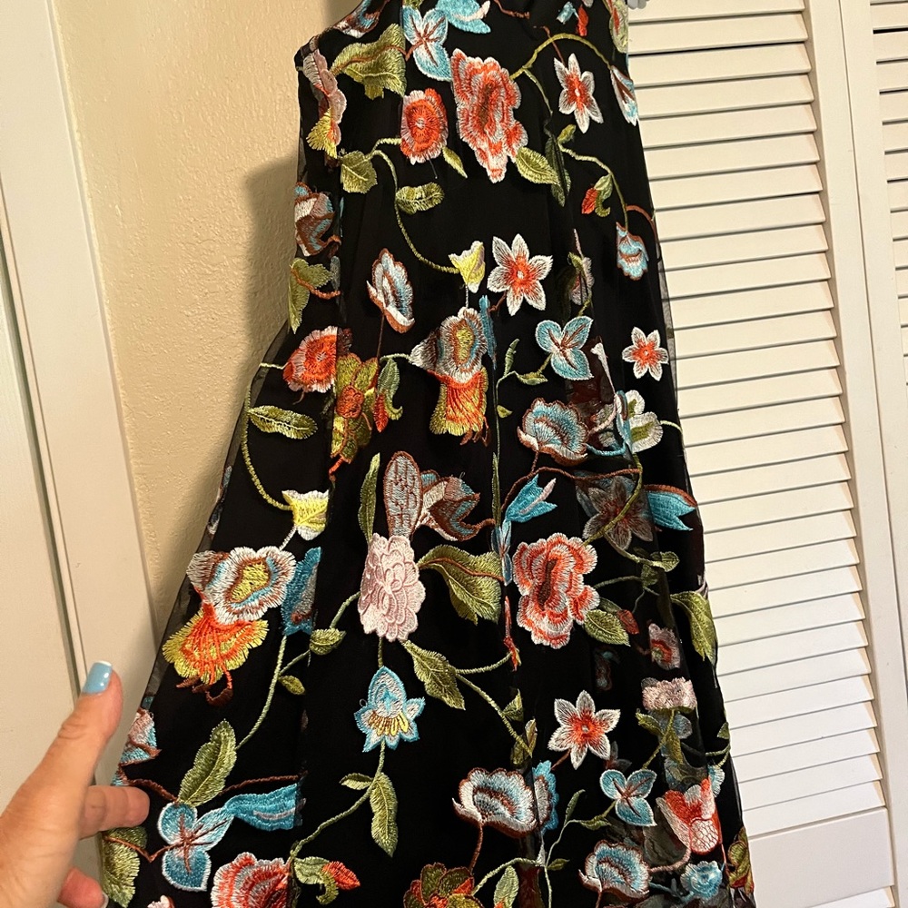 Black Sleeveless Summer Dress With Embroidery